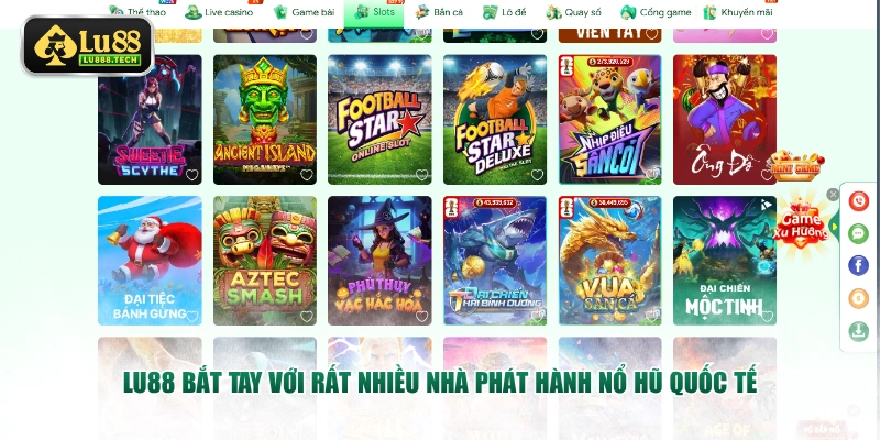 LU88 bắt tay với rất nhiều nhà phát hành nổ hũ quốc tế