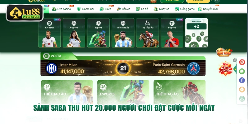 Sảnh Saba thu hút 20.000 người chơi đặt cược mỗi ngày